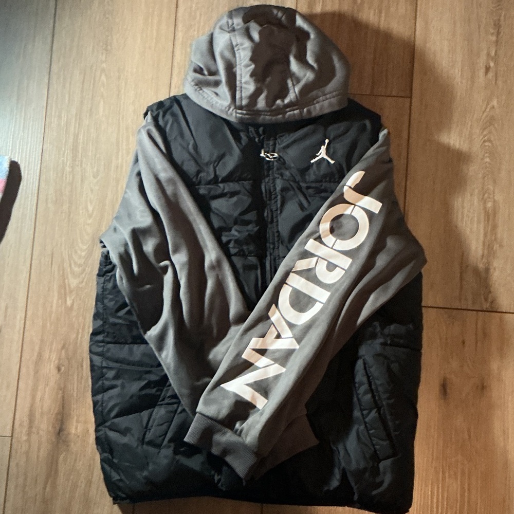 Jordan Black and Gray Kids Puffer Jacket